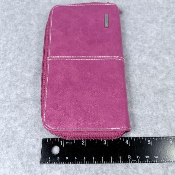 Rosetti Womens Wallet 7.25"x4" Solid Pink Faux Leather Zip-Around Compartments - Picture 8 of 10